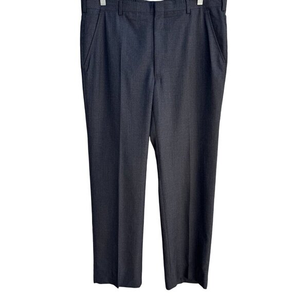 Hart Schaffner & Marx Viracle Vintage Gray Wool Mens Flat Front Dress Pant 38x32 - Picture 1 of 7